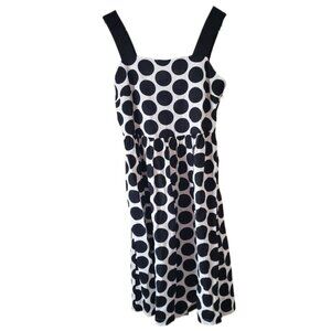 New Who What Wear Linen Black & White Happy Dot Pristine Sleeveless Dress